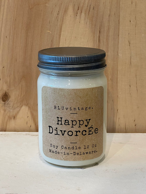 Blu Candle Bourbon Barrel Scent With Happy Divorce Specialty Label