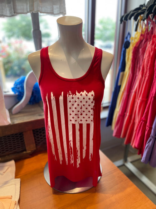 American Flag Tank in Red
