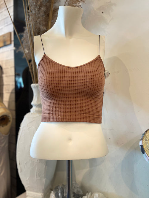 Sunday Waffle Crop Top in Brown