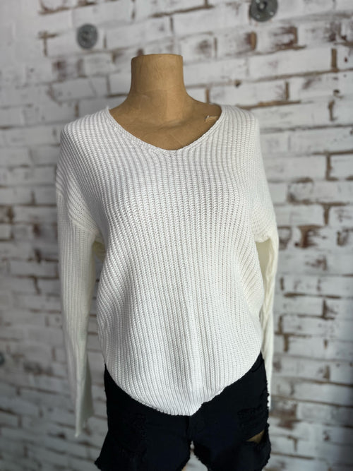 Charlotte Twist Sweater in Ivory