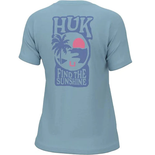 HUK Women's Sun Graphic Tee in Blue