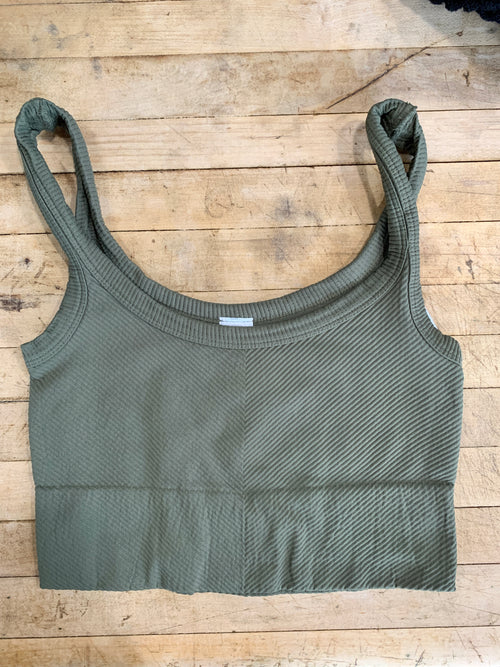 Ribbed Crop Top in  Olive