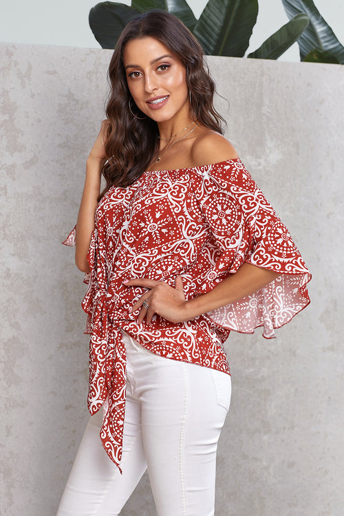 Sharon off the shoulder top in Red