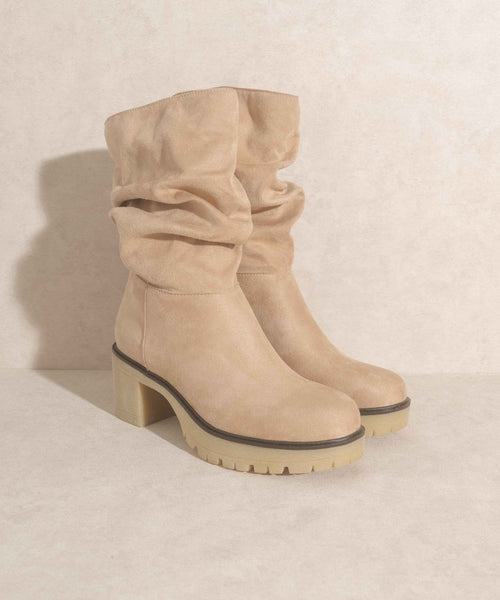 Zoe Chunky Slouch Boot in Nude