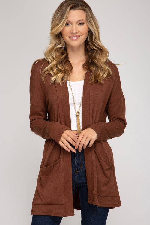 Everyday Cozy Cardigan with Pockets in Brown
