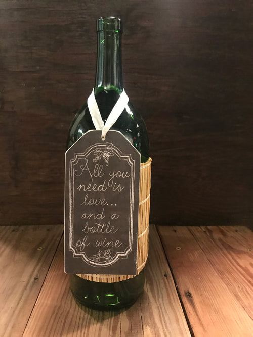 All You Need Is Love and wine bottle tag
