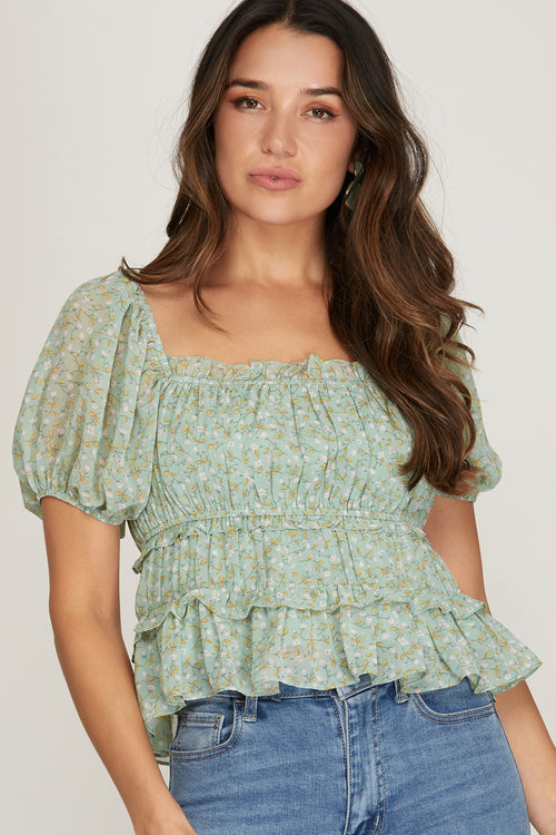 Blossom Charm Top In Sage