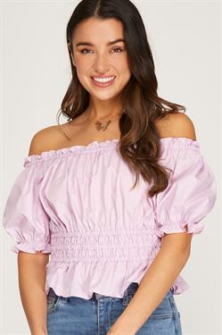 Spring Ruched Top In Lilac