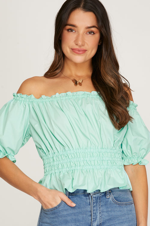 Spring Ruched Top In Mint