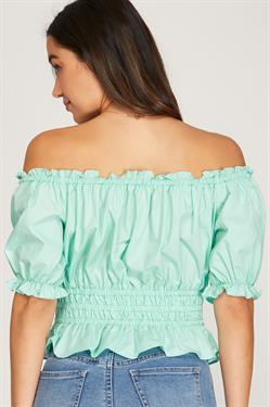 Spring Ruched Top In Mint