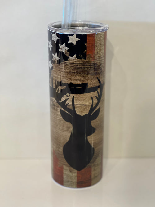 Vintage American Flag With Buck Daria Tumbler Cup