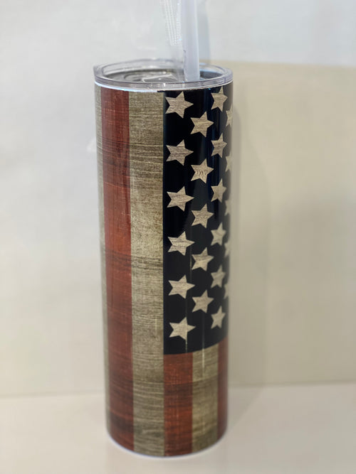Vintage American Flag With Buck Daria Tumbler Cup