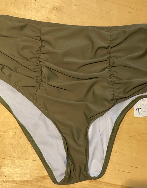 Olive Ruched Swim Bottoms