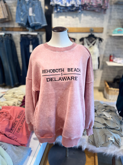 Rehoboth Embroidered Crew in Red