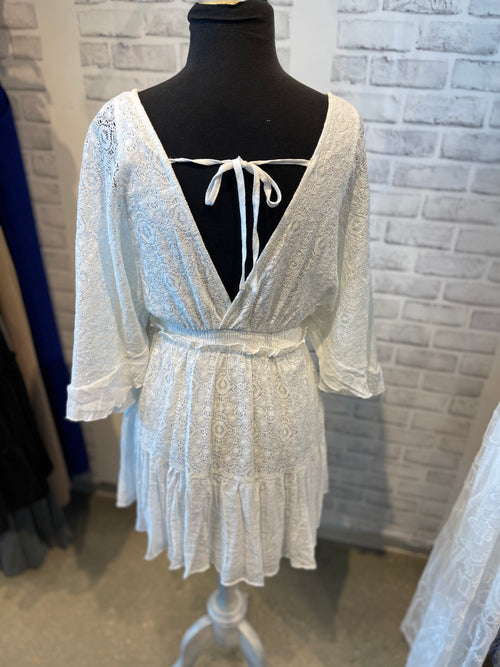 Resa Woven Mini Dress in White