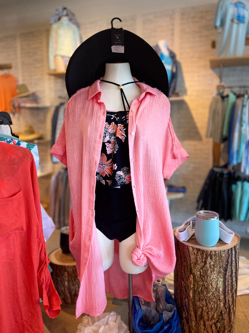 Lucy Shirt Dress Cover Up In Pink