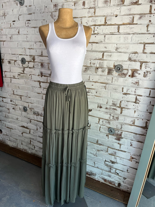 Lewes Maxi Skirt in Olive