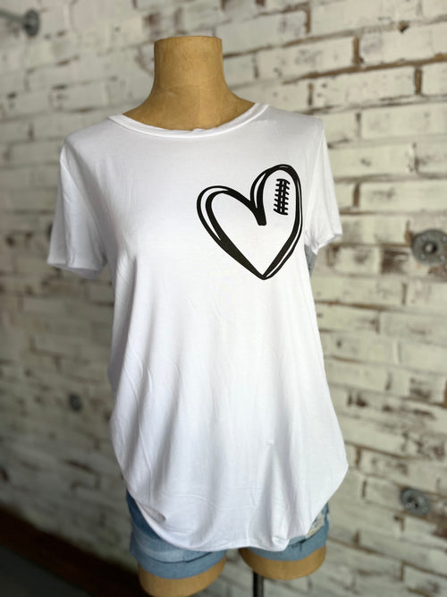 Football Heart T-Shirt in White