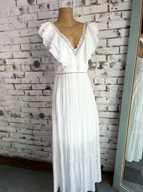 Bianca V Maxi Dress in White