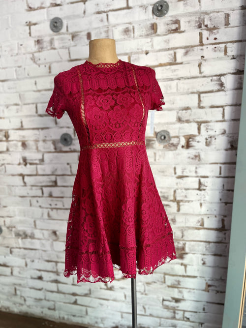 Milo Lace Dress in Red