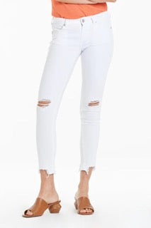 Optic in White Distressed  Skinny Jeans