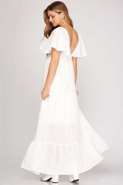 Forget me not maxi tiered dress in off white