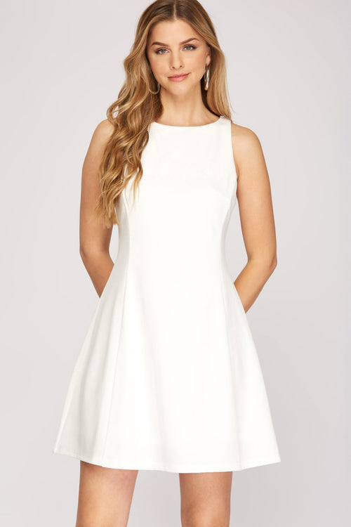 Slogan A-Line dress in Off white