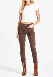 Solly High Rise Skinny Jeans in Brown