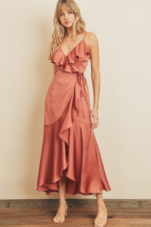 Sultry Wrap Dress in Sienna