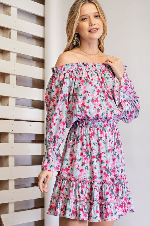 Rosy Garden Off The Shoulder Dress