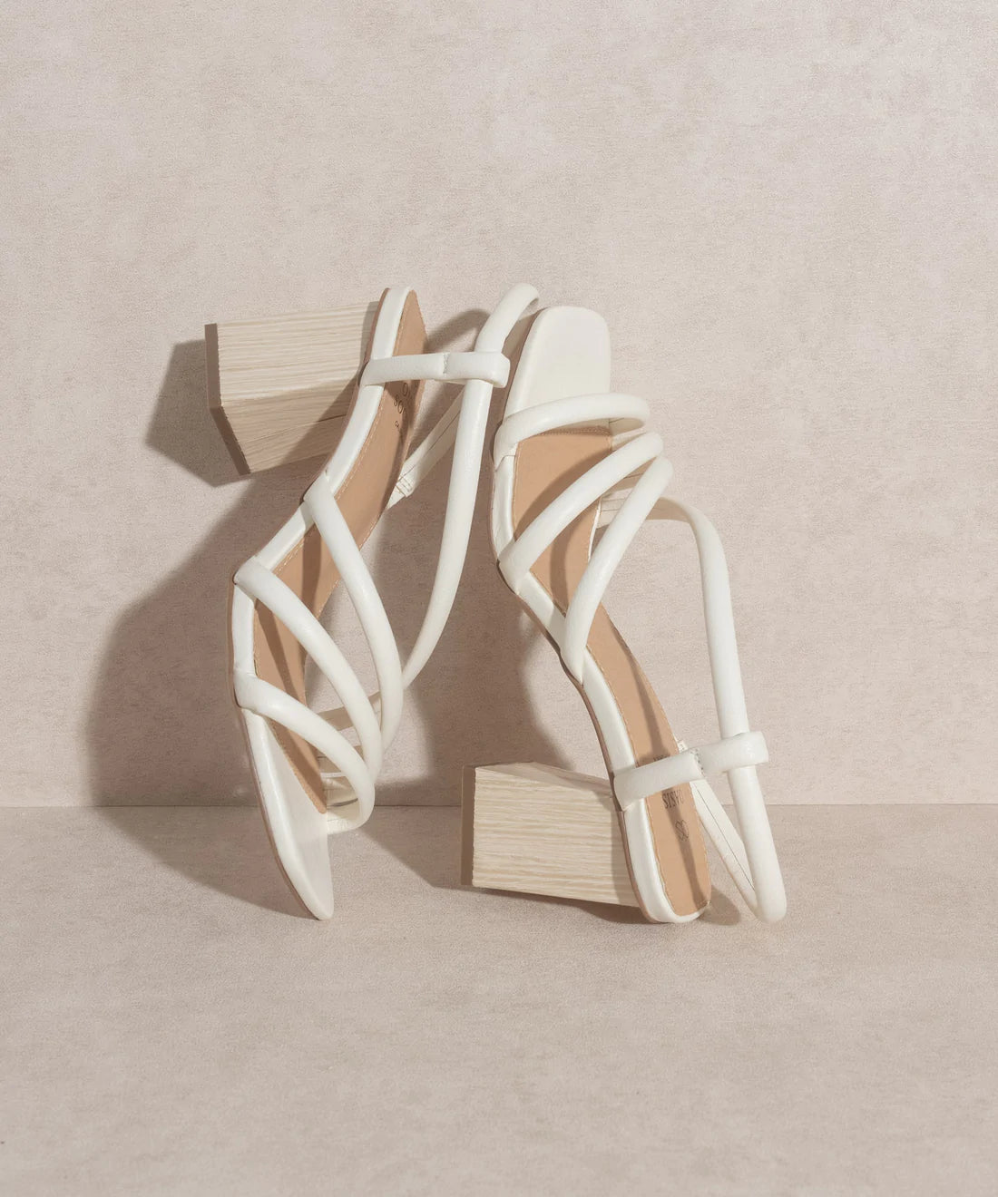 Kaitlyn Wooden Heel Sandal in White
