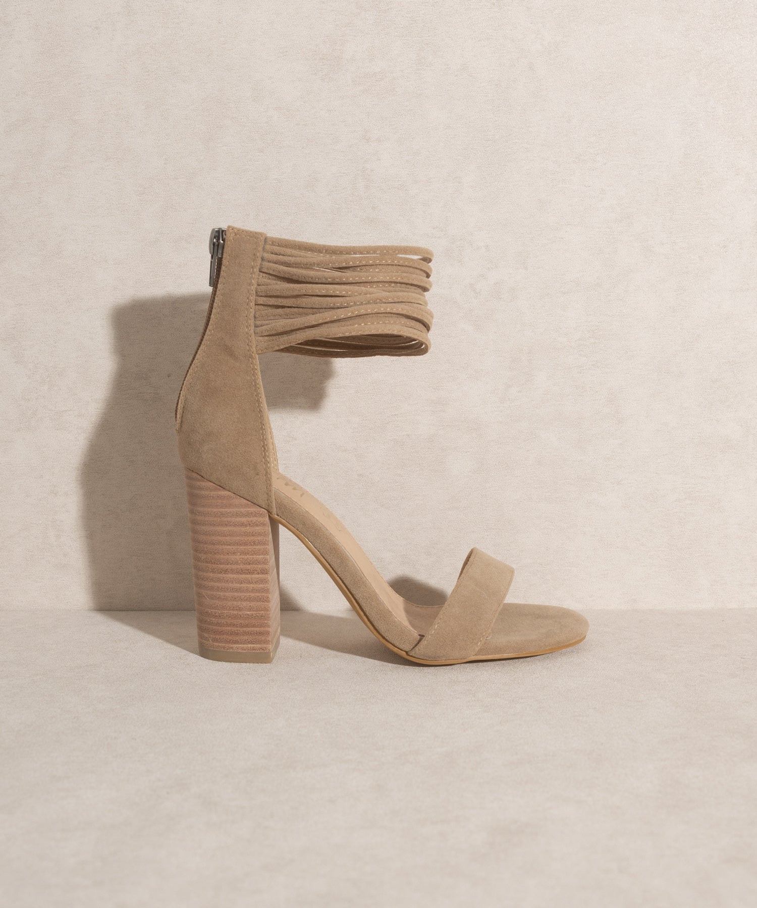Blakely Strapped Heels in Suede Khaki