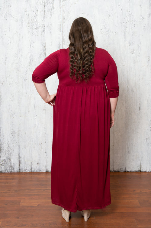 April Solid Dress in Deep Red