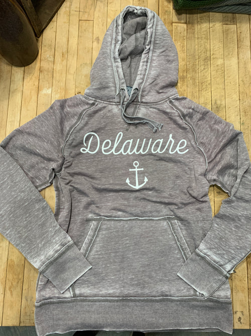 Delaware with Anchor Hoodie in Vintage Grey