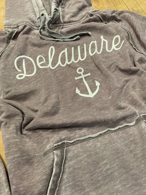 Delaware with Anchor Hoodie in Stone