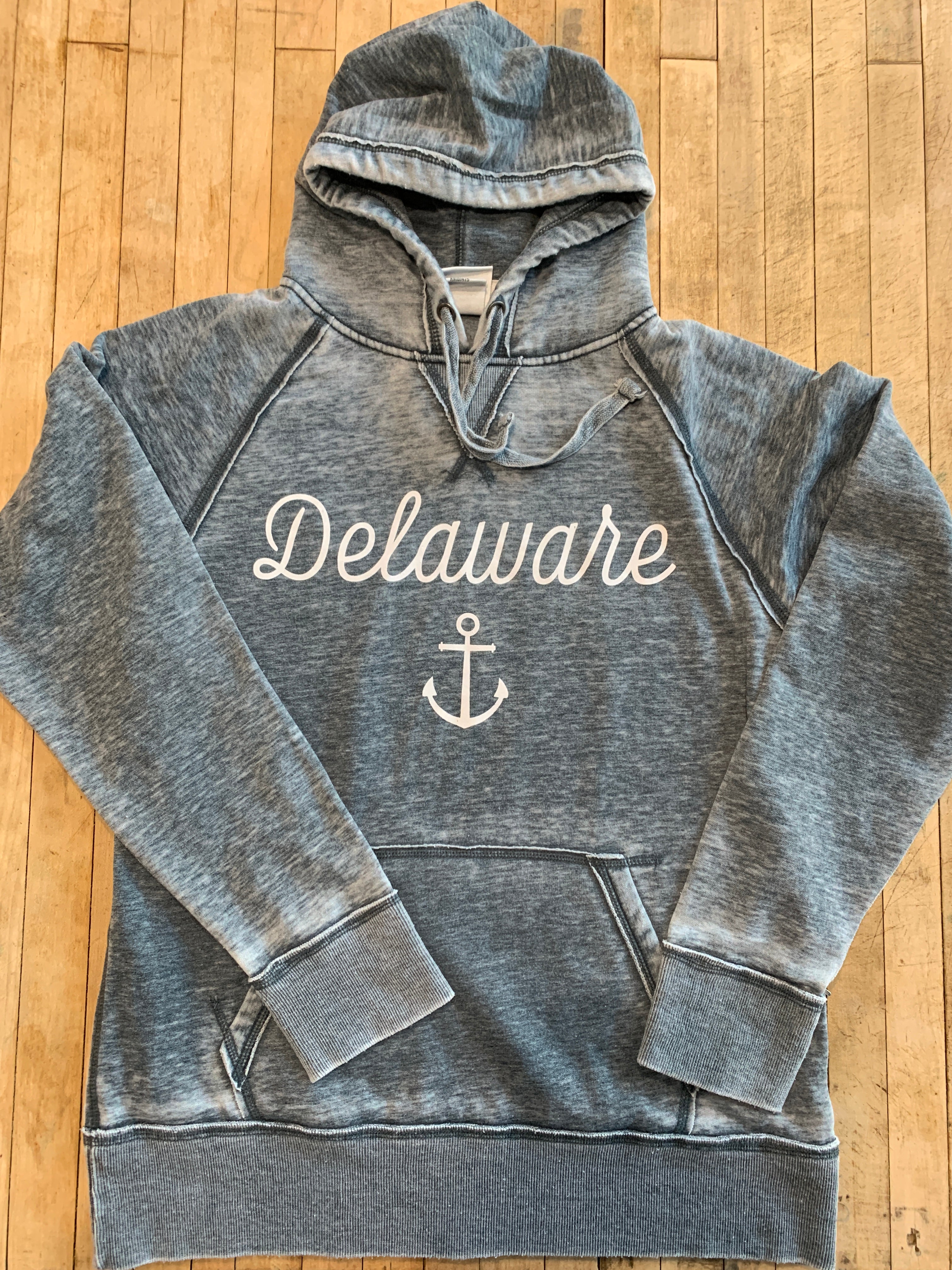 Delaware with Anchor Hoodie in Vintage Blue