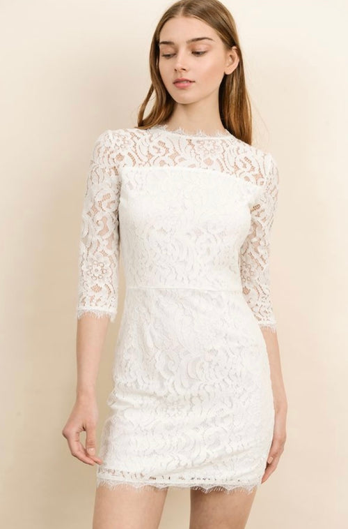 Avalon Lace Dress in White