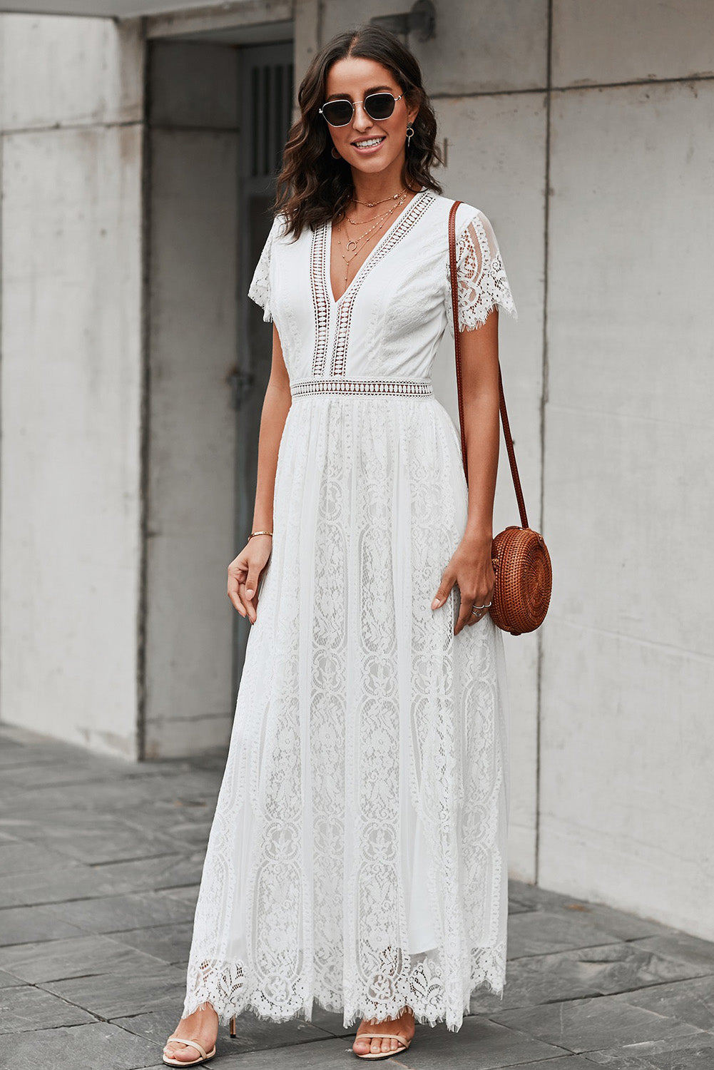 Dreamy Maxi Dress in White BLUvintage Dreamy Maxi Dress in White BLUvintage