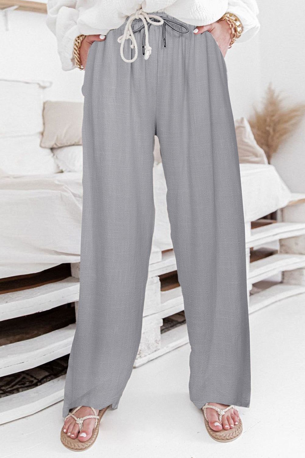 Luxury Linen Pants in Grey