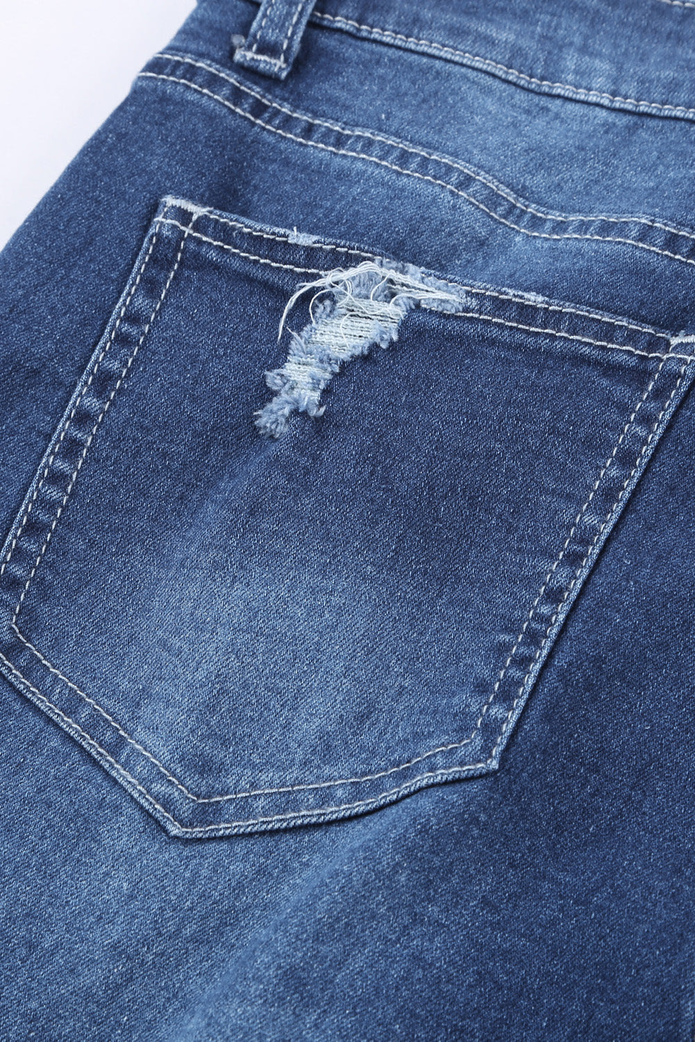 Cash Distressed High Rise Jeans in Dark Blue