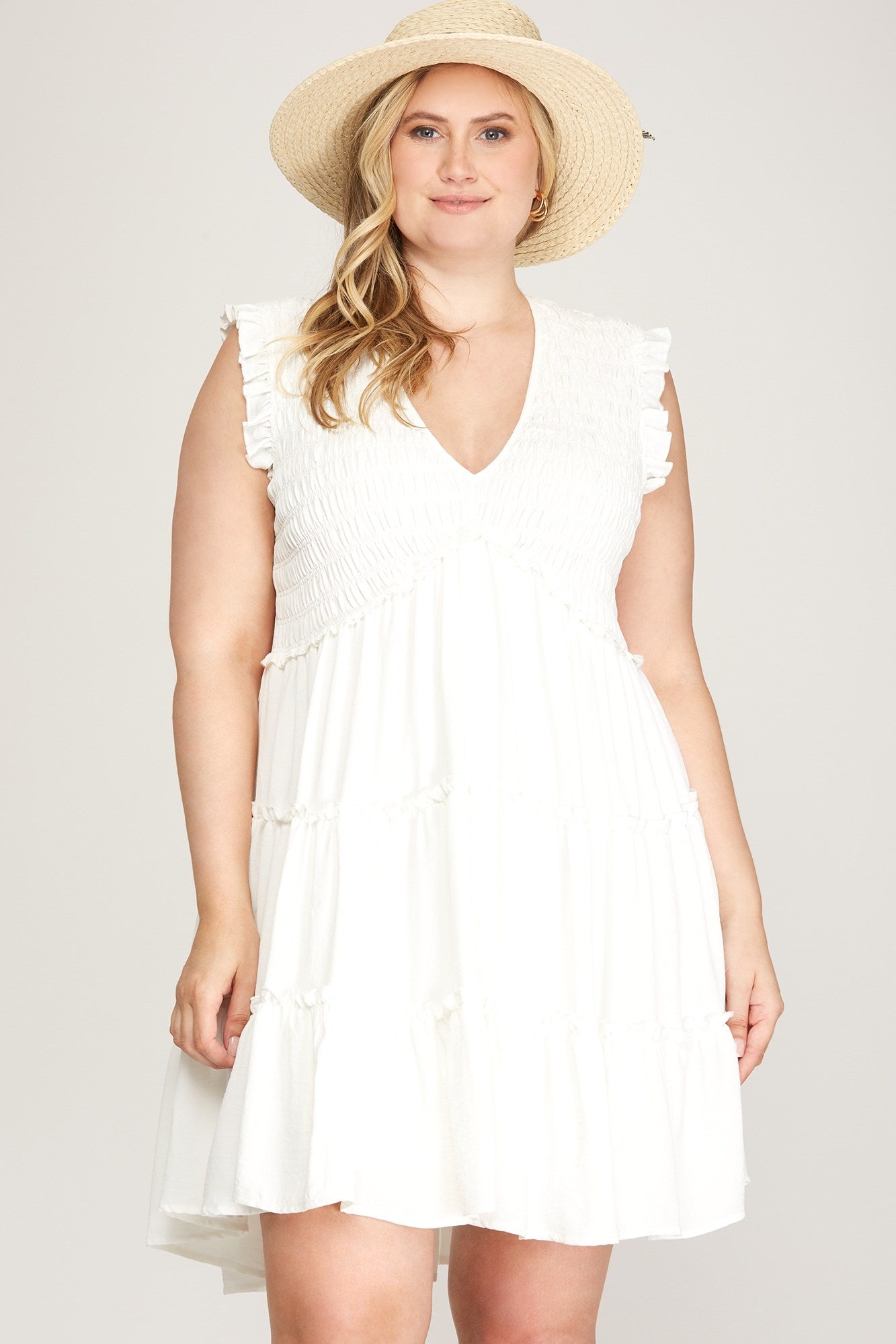 Summer Dreams Ruffle Empire Waist Dress in White BLUvintage Summer Dreams Ruffle Empire Waist Dress in White BLUvintage