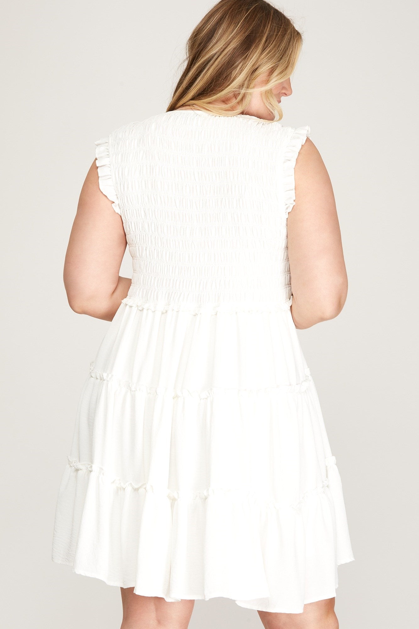 Summer Dreams Ruffle Empire Waist Dress in White Summer Dreams Ruffle Empire Waist Dress in White