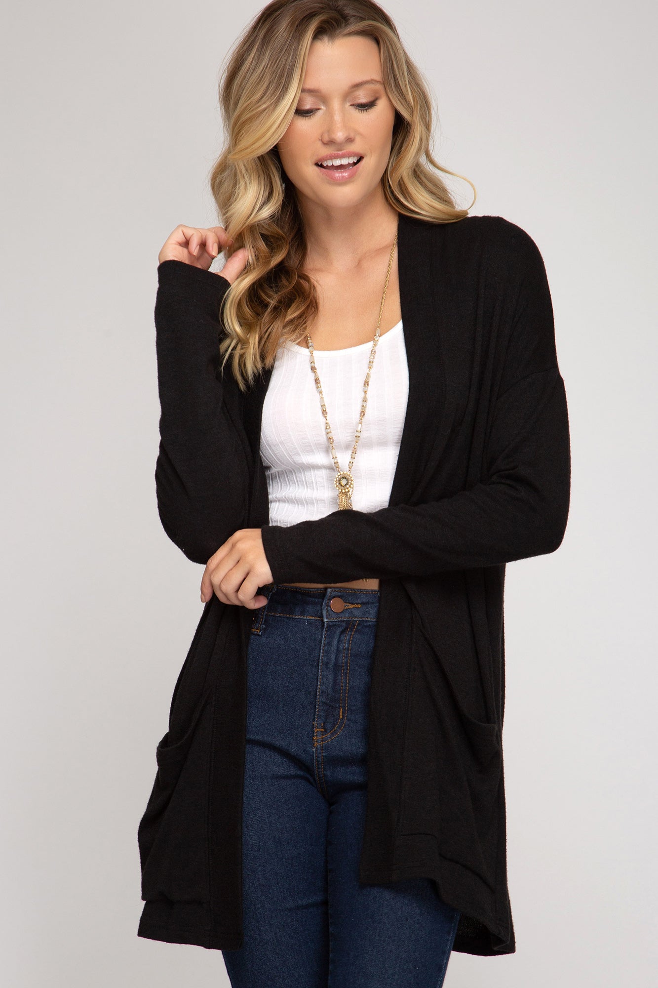Everyday Cozy Cardigan with Pockets in Black