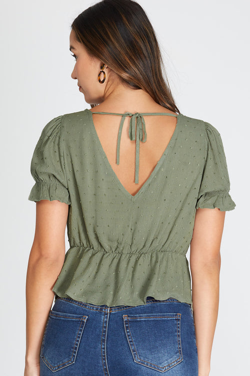 Charmer Baby Doll Top in Olive