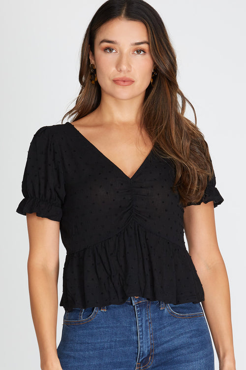 Charmer Baby Doll Top in Black