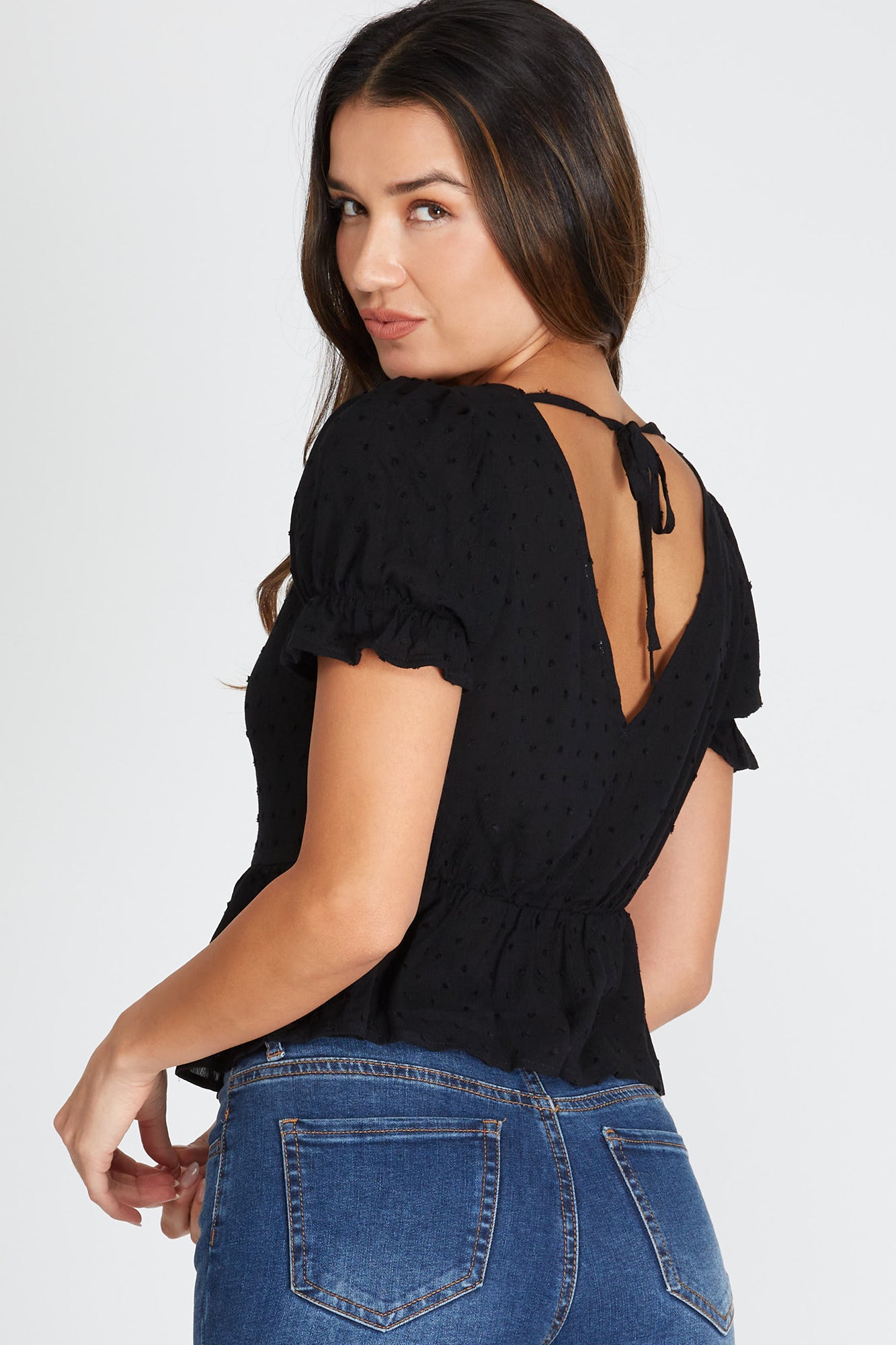 Charmer Baby Doll Top in Black