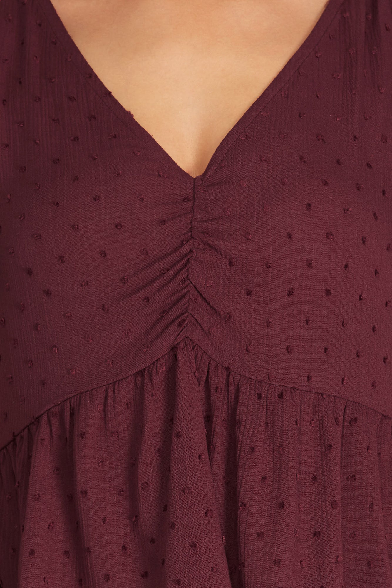 Charmer Baby Doll Top in Wine