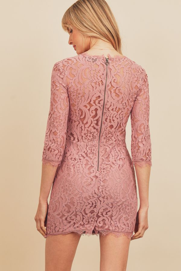 Avalon Lace Dress in Soft Pink