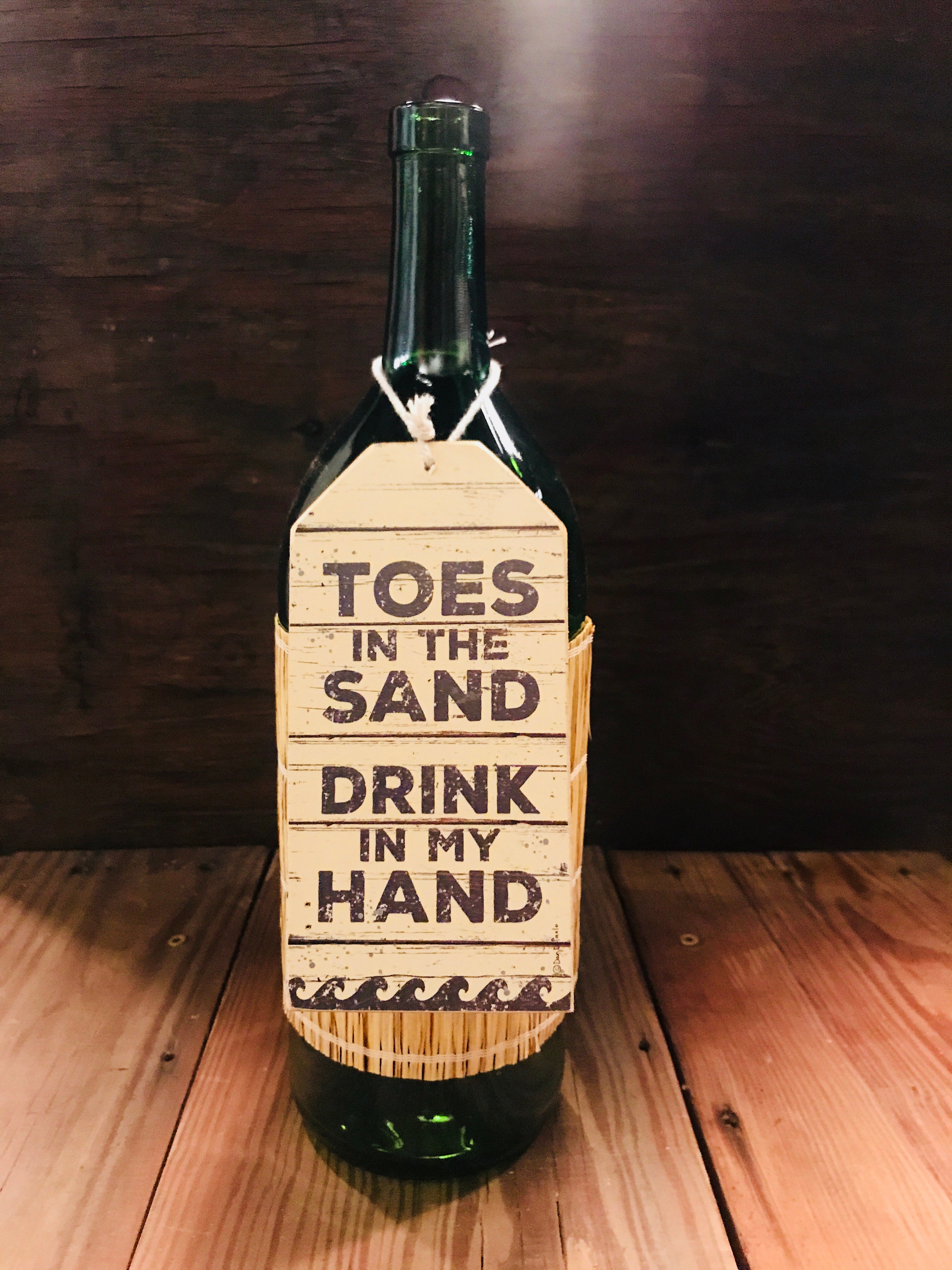 Toes In The Sand Bottle Tag